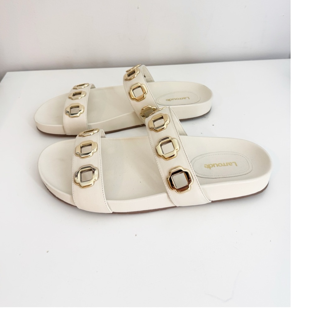 Larroudé Milan Slide In Ivory Leather 9.5 ivory leather - Picture 4 of 12